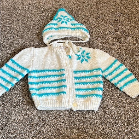 Other - Vintage Knitted Baby Sweater and Hat